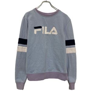 FILA プリント スウェット トレーナー フィラ S レディース ライトブルー プルオーバー 古着卸 アメリカ仕入 a608-5716