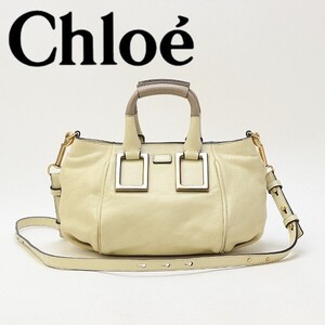 ◆Chloe クロエ エテル レザー 2Way 斜め掛け ショルダー ハンド バッグ アイボリー