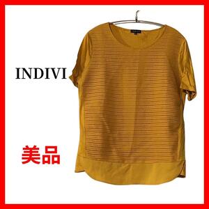 INDIVI　インディヴィ　ブラウス　メッシュ　半袖　Tシャツ　B666