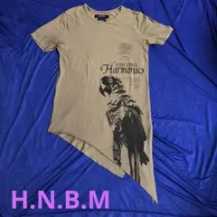 H.N.B.M マニフェストhnbm 変則レイヤード　切り替えドッキングTシャツ