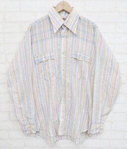 7T4720【クリックポスト対応】リーバイス 長袖ストライプウエスタンシャツ 白タブ Levi’s ビンテージ