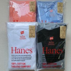 【L】Hanes　ヘインズ V首 アンダーシャツTシャツ ４色４枚 きp0829t・・