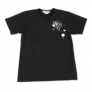 コムコム コムデギャルソンCOMME des GARCONS メッセージプリントポリTシャツ 黒白M 【レディース】