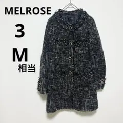 MELROSE メルローズ M ノーカラー ツイードジャケット コート 黒