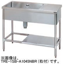 【送料別途】タニコー/台付一槽シンク（バックガードなし） TRE-1SB-A1045NBR (右付) or TRE-1SB-A1045NBL (左付) W1000mm D450mm H850mm