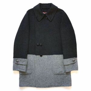 イタリア製 Max Mara バイカラー ウール コート 長袖 黒灰色×灰色 size L レディース クチートアマーノ ダブルフェイス 最高級 カシミヤ混