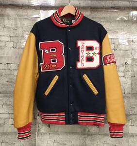 復刻 Champion チャンピオン AWARD JACKET MLB CARDINALS アワードジャケット スタジャン メルトンウール 牛革 M USA製 ネイビーマスタード