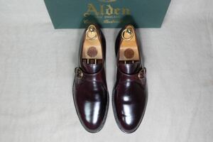 着用少Alden オールデン ホーウィン社製シェルコードバン使用 美しいシングルモンクシューズ US7.5D アメリカ製高級革靴アバディーンラスト