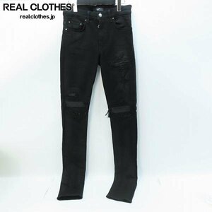 AMIRI/アミリ MX1 JEAN ダメージ/クラッシュ加工/レザーパッチスキニーデニムパンツ 28 /060