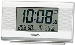 セイコークロック(Seiko Clock) 置き時計 白パール 本体サイズ:7.8×13.5×3.8cm 目覚まし時計 電波 デジ