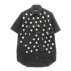 ラフシモンズ 23SS SHORT SLEEVED SHIRT WITH POLKADOT PRINT IN FRONT ドット柄 コットン 半袖シャツ ショートスリーブ ブラック