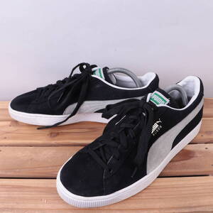 z5883 プーマ スエード クラシック US9 27.0cm/黒 ブラック グレー 白 PUMA Suede Classic メンズ スニーカー 中古