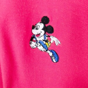 90s MICKEY ミッキー　刺繍　ポロシャツ　半袖　ワンポイント　古着