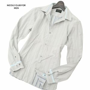 NICOLE CLUB FOR MEN ニコルクラブ フォーメン 通年 裏ストライプ★ 長袖 スリム シャツ Sz.46　メンズ グレー　C4T05553_6#C