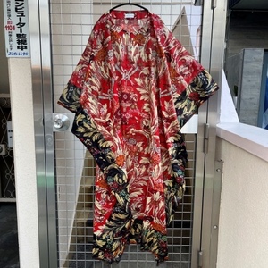  DRIES VAN NOTEN ドリスヴァンノッテン Floral cotton voile kaftan カフタンドレス レッド系 【代官山01】