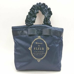 ◇ Maison de FLEUR ロゴプリント フリル トートバッグ ネイビー レディース E