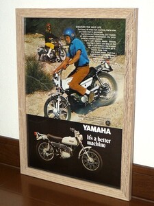 1969年 USA 60s 洋書雑誌広告 額装品 Yamaha 125 AT1 ヤマハ (A4size) / 検索用 YG5 店舗 ガレージ 看板 装飾 AD ディスプレイ