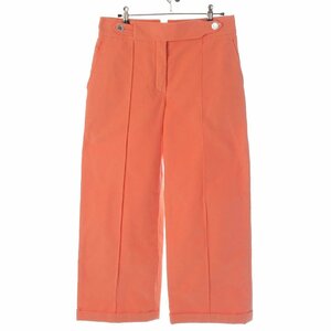 【エルメス】Hermes　23年 セリエボタン コットン ストレート センタープリーツ パンツ サーモンピンク 38 【中古】【正規品保証】189524