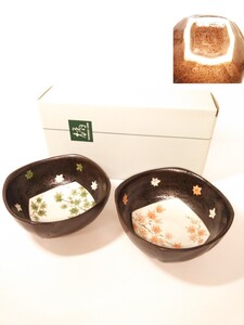 京焼 たち吉 橘吉 楓 小鉢 ２客セット 紅葉 鉢 ボール 煮物鉢 取皿 小皿 工芸品 美品 （検索） ③ 懐石料理 日本料理 和食 ボウル 碗 茶碗