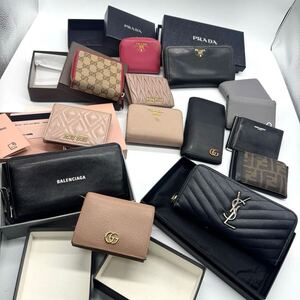 (ブランド財布14点)PRADA プラダ GUCCI グッチ バレンシアガ サンローラン フェンディ ミュウミュウ 財布 まとめ ウォレット ハイブランド 