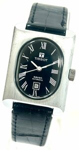 1円～ TISSOT ティソ セブン スクエアケース ブラックローマン レディース 自動巻き デイト アンティーク 時計