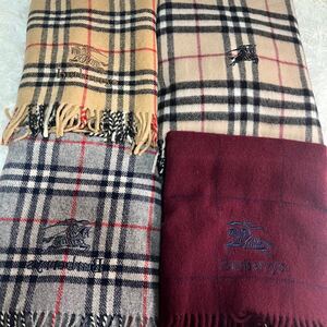 BURBERRY ひざ掛け　4点セット　まとめ売り　 バーバリー ストール　1スタ　1円スタート　ウール　まとめ　マフラー　