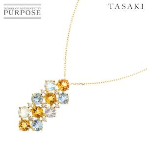 タサキ TASAKI シトリン ダイヤ 0.09ct マルチストーン ネックレス 45cm K18 YG イエローゴールド 750 田崎真珠 Necklace 90234076