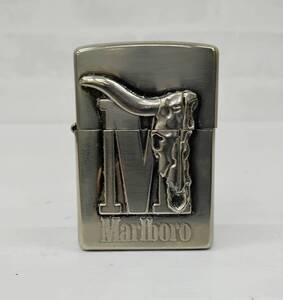 ZIPPO　ジッポ　Marlboro　マルボロ　ロングホーン　M　水牛　骨　D XV　火花少し出ます　長期保管品　現状品　ジャンク　訳あり