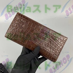 極美品★ワニ革 長財布 クロコダイルレザー 本革 財布 二つ折りバック メンズ 男性 札入れ 名刺入れ カードケース