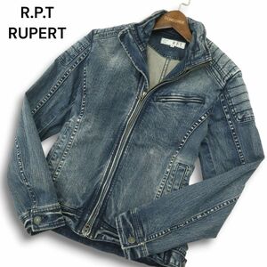 R.P.T RUPERT ルパート 通年 USED加工★ デニム バイカー シングル ライダース ジャケット ブルゾン Sz.M　メンズ　A4T09694_9#O