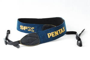 ☆Pentax ペンタックス SFX カメラ ストラップ 紺色(ネイビー)×金色(ゴールド) 刺繍文字 純正 フイルムカメラ ショルダー Camera Strap☆