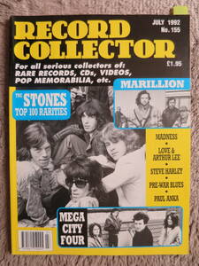 【Record Collector】1992年7月 Vol.155、Rolling Stones、Mega City Four、Marillion、Madness、Steve Harley