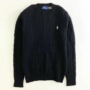 Uk21 POLO RALPH LAUREN ポロラルフローレン 長袖ニット クルーネックセーター ケーブル編み ポニー刺繍 XSサイズ レディース 女性服