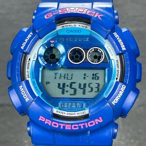 美品 CASIO カシオ G-SHOCK ジーショック GD-120TS-2 腕時計 デジタル クオーツ 多機能 カレンダー ブルー ラバーバンド 動作確認済み