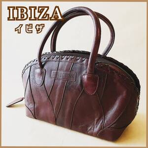 現品限り 中古used レザー ハンドバッグ IBIZAイビザ ブラウン 本革