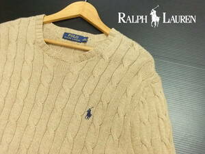 ■Ralph Lauren■コットンセーター ベージュ Mサイズ アラン模様 ニット ラルフローレン