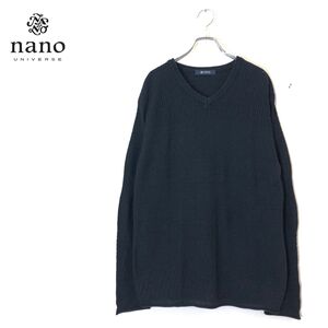 1N2356-F◆ NANO UNIVERSE ナノユニバース ニット セーター トップス ◆ sizeL コットン アクリル ブラック 古着 メンズ 秋冬