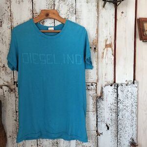 送料無料 DIESEL ディーゼル 半袖 プリント Tシャツ カットソー メンズ Sサイズ 青 ブルー系 中古