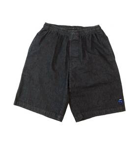 OLD STUSSY オールド ステューシー USA製 90s デニムショーツ ハーフパンツ ショートパンツ 裾ロゴ ブラック 黒 メンズ M