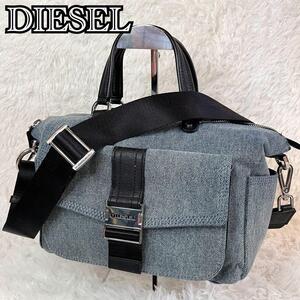 DIESEL ディーゼル 2WAY ショルダーバッグ かわいい ブルーデニム ミニボストン 斜め掛け 肩掛け レディース 通勤 通学 旅行