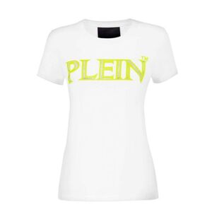 【CU】PHILIPP PLEIN フィリップ プレイン 半袖 Ｔシャツ WTK1909 ホワイト ラインストーン レディース【新品・正規品】