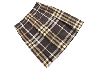 BURBERRY バーバリー ウール混 チェック ボックスプリーツ スカート size40/ブラウン ◇■ ☆ ekc8 レディース