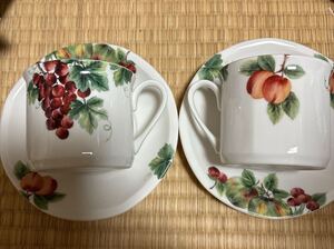 ☆ロイヤルドルトン　カップ ソーサー RoyalDoulton 1994 ビンテージ　グレープ　2客セット　保管中の汚れ有り　多分未使用☆