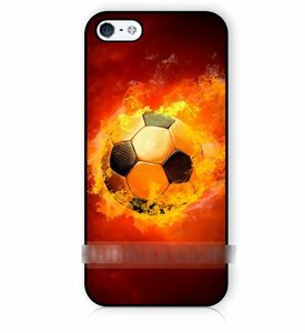 iPhone6 6SPlusサッカーボール 炎 アートケース 保護フィルム付