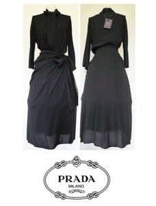 ☆【即決送料無料】PRADAプラダロングドレスワンピースブラック希少42S☆