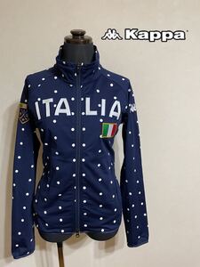 【美品】 kappa ITALIA GOLF カッパ イタリア ゴルフ レディース トラックトップ ジャケット ジャージ サイズM 長袖 ネイビー 白 ドット柄