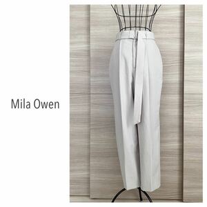 美脚効果のあるテーパードパンツ◇Mila Owen ミラオーウェン　共ベルト付コクーンテーパードパンツ　S