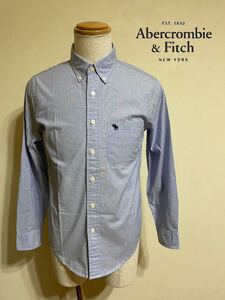 【美品】 Abercrombie & Fitch A&F アバクロンビー&フィッチ ボタンダウン シャツ トップス USサイズXS 長袖 170/84A ライトブルー