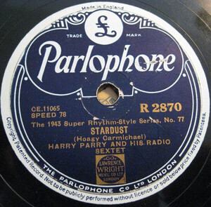 英78RPM/SP Harry Parry And His Radio Rhythm Club Sextet Stardust / The Dark Town Strutters Ball R2870 Parlophone /00500