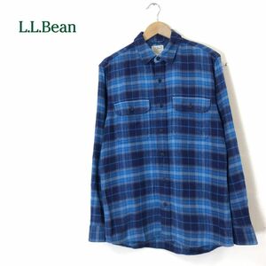 1O1554-N◆良品◆ L.L.Bean エルエルビーン 長袖シャツ フランネル生地 ◆ sizeS ブルー系 チェック オーガニックコットン 古着